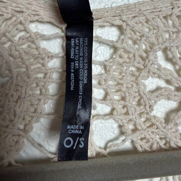 Torrid Crochet Ruana Cardigan Beige Cream Women's One Size - Picture 4 of 6